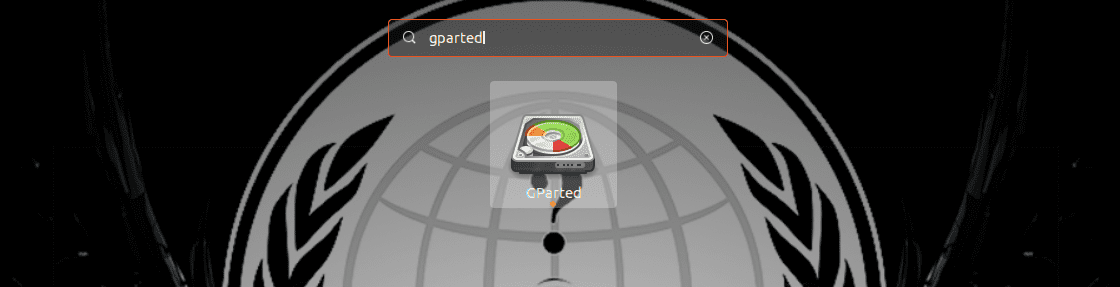 launch gparted Applications menu