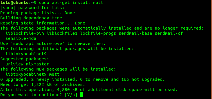 Install mutt in Ubuntu