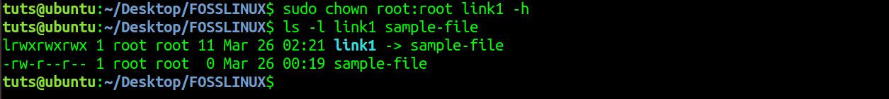 using chown on symbolic link