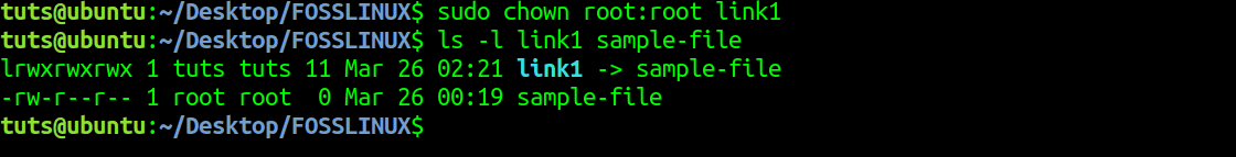 using chown on symbolic link