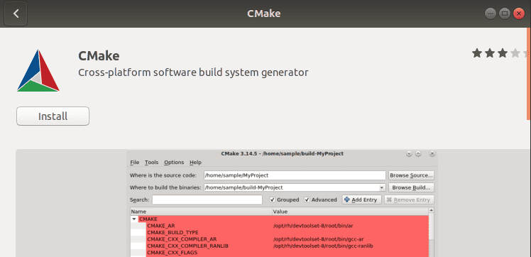 Click on the Install button to install CMake in your system