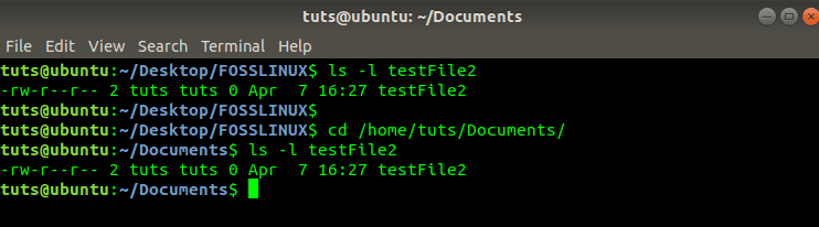 Create a hardlink using cp command