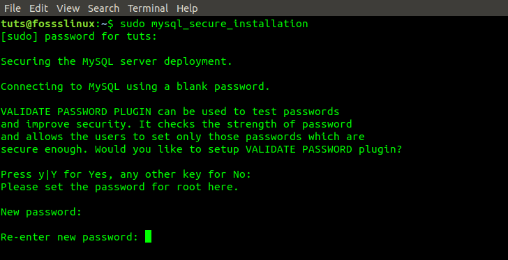 Enter the MySQL root password