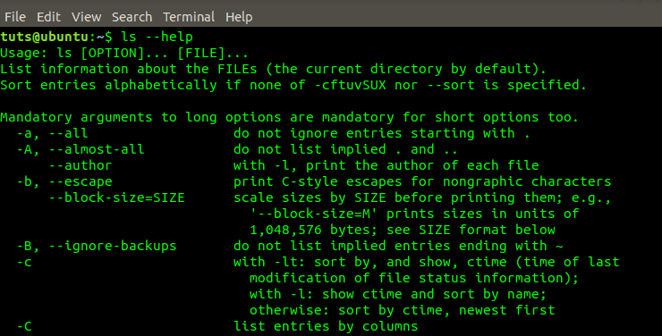 LS --Help Command