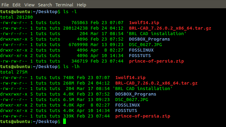 LS -LH Command Image