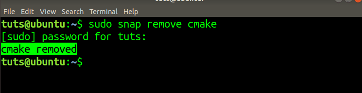Remove CMake using Snap