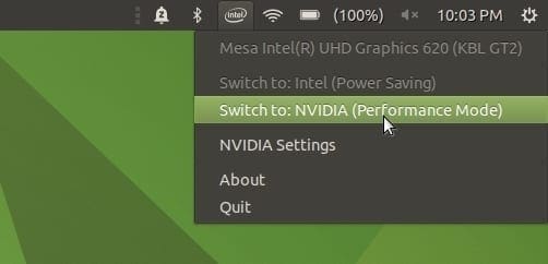Switch between Intel and Nvidia