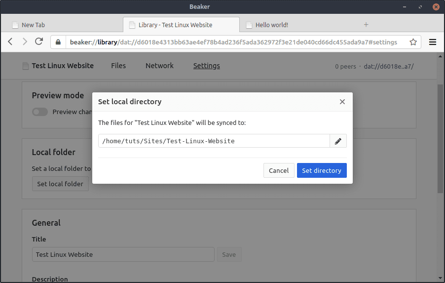 Setting local folder