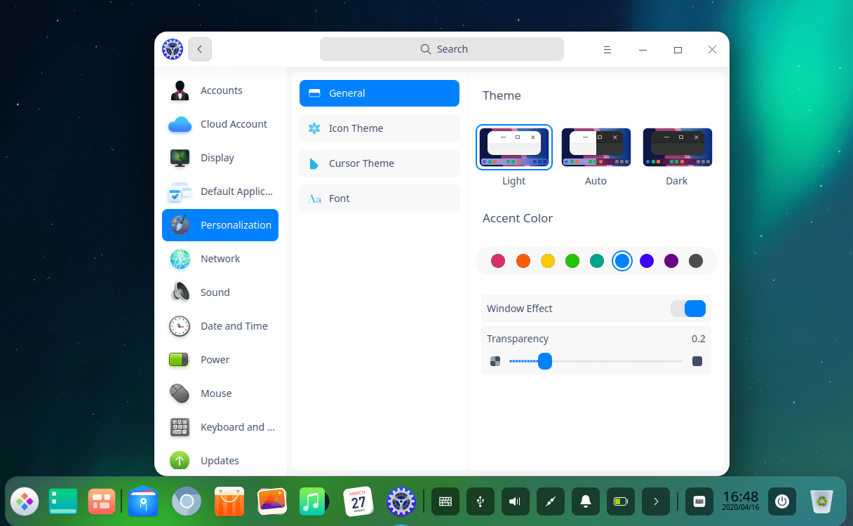 Deepin 20 Beta's new graphical interface