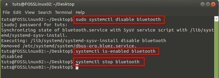 disable bluetooth linux terminal