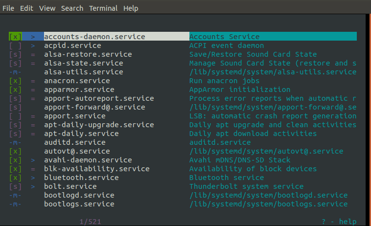 start chkservice Terminal command