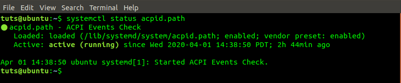 systemctl status acpid.path