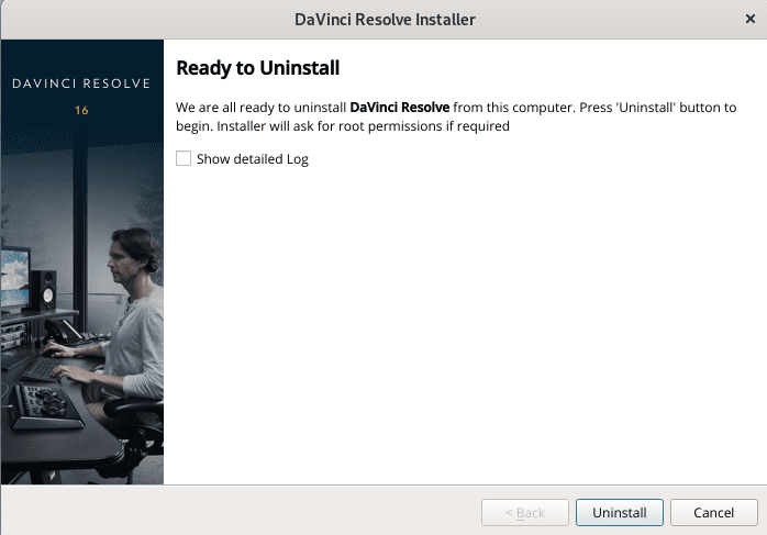 Davinci Resolve Uninstallation page