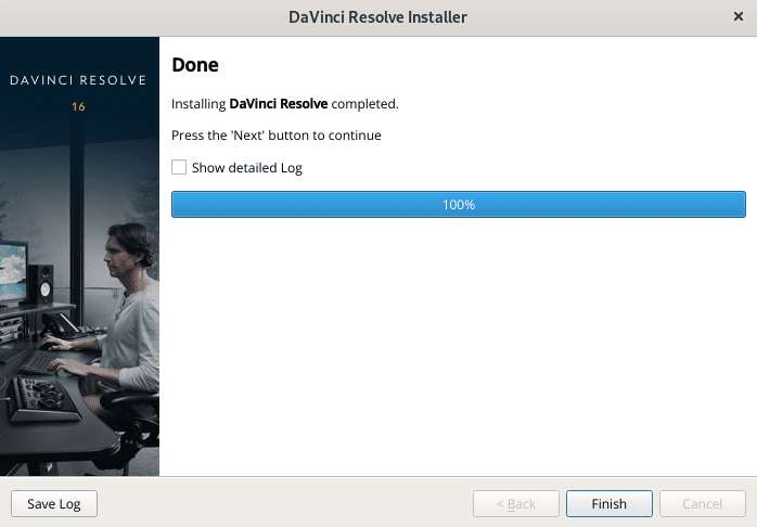 Finish Davince Resolve installation