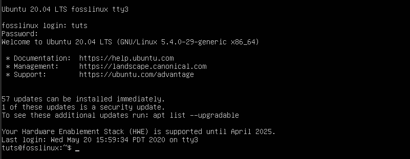 Open the Virtual Terminal using Function Keys