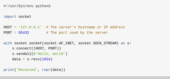 Python Socket Programming code