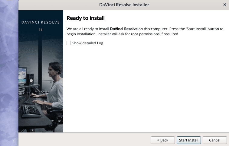 Start Davince Resolve Installation