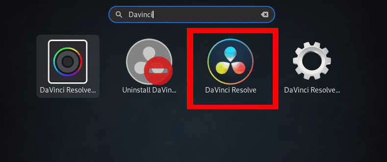 Start Davinci Resolve from Application menu