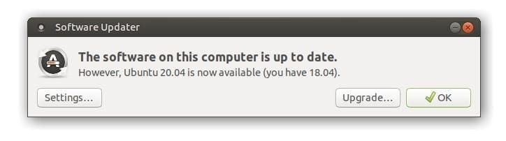 Ubuntu 20.04 upgrade notification