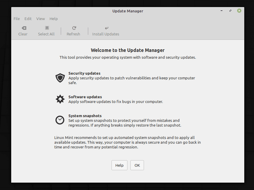 Update Manager in Linux Mint
