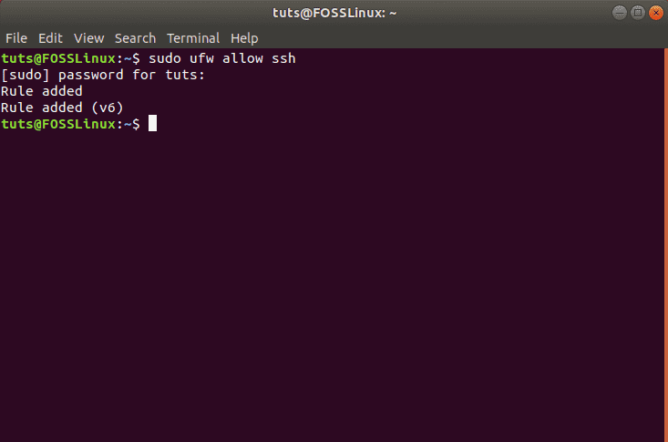 Allowing ssh connection