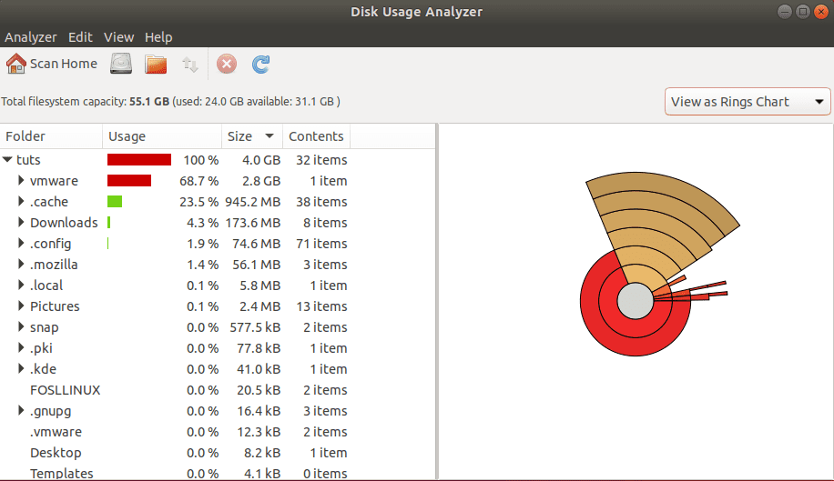 Disk Usage Analyzer.