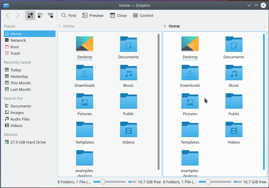 Dolphin File manager.