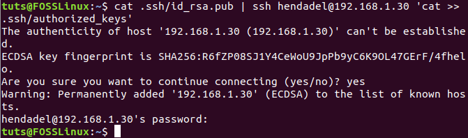 From the Client Machine Copy SSH Key to Remote Machine