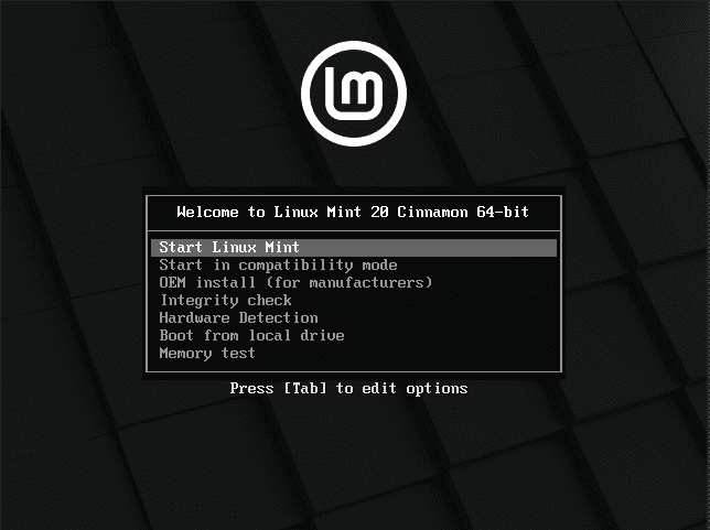 Linux Mint Boot Screen