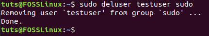 Remove New User From Sudo Group