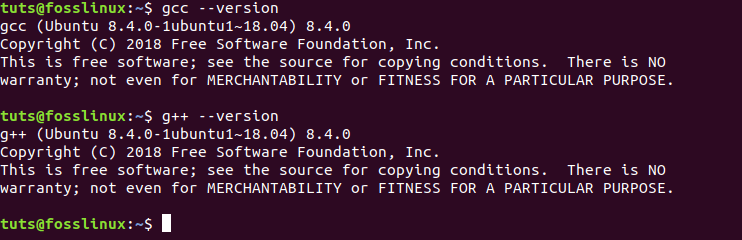 Run the G++ and GCC version command.