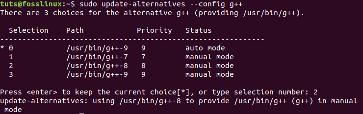 Select the Default G++ Compiler