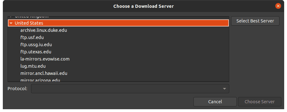 Select the server closest to you