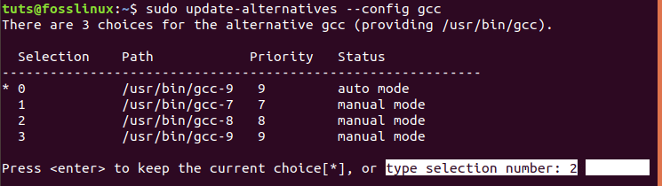 Set your default GCC compiler.