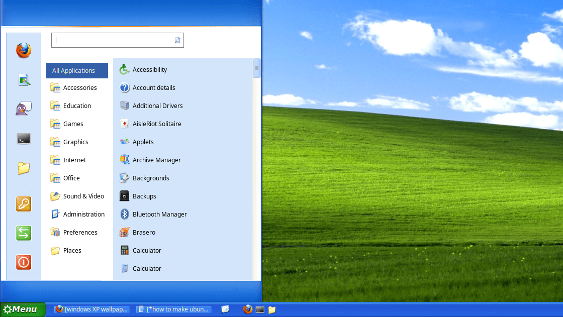 Ubuntu with Window XP appearance.