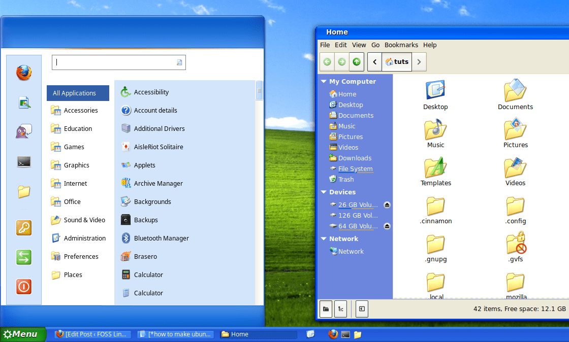 Ubuntu with Windows XP appearance.