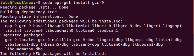 Install GCC-9 on Ubuntu 20.04.