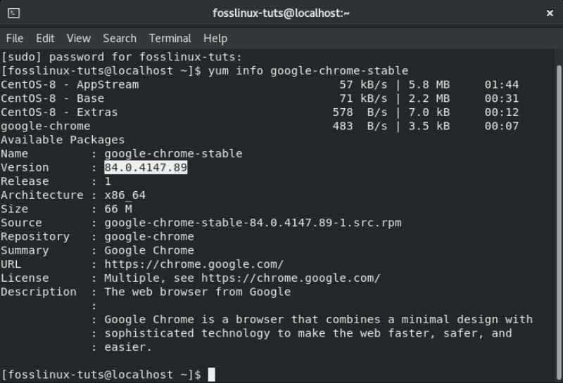 image-of-checking-Chrome-Version-in-repository