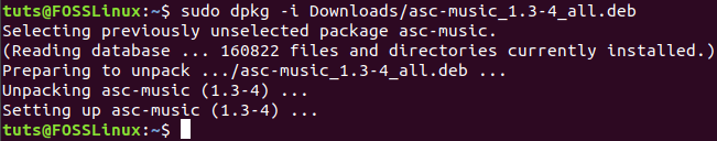 Install Asc Music Package via dpgk Command