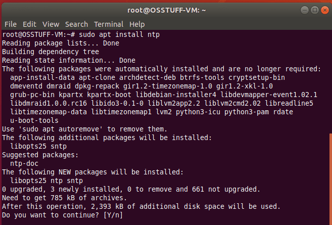 NTP Server Install command
