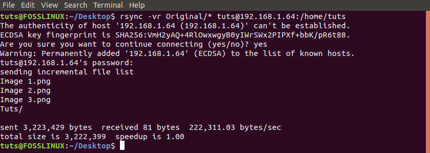Sync/Copy files remotely with rsync