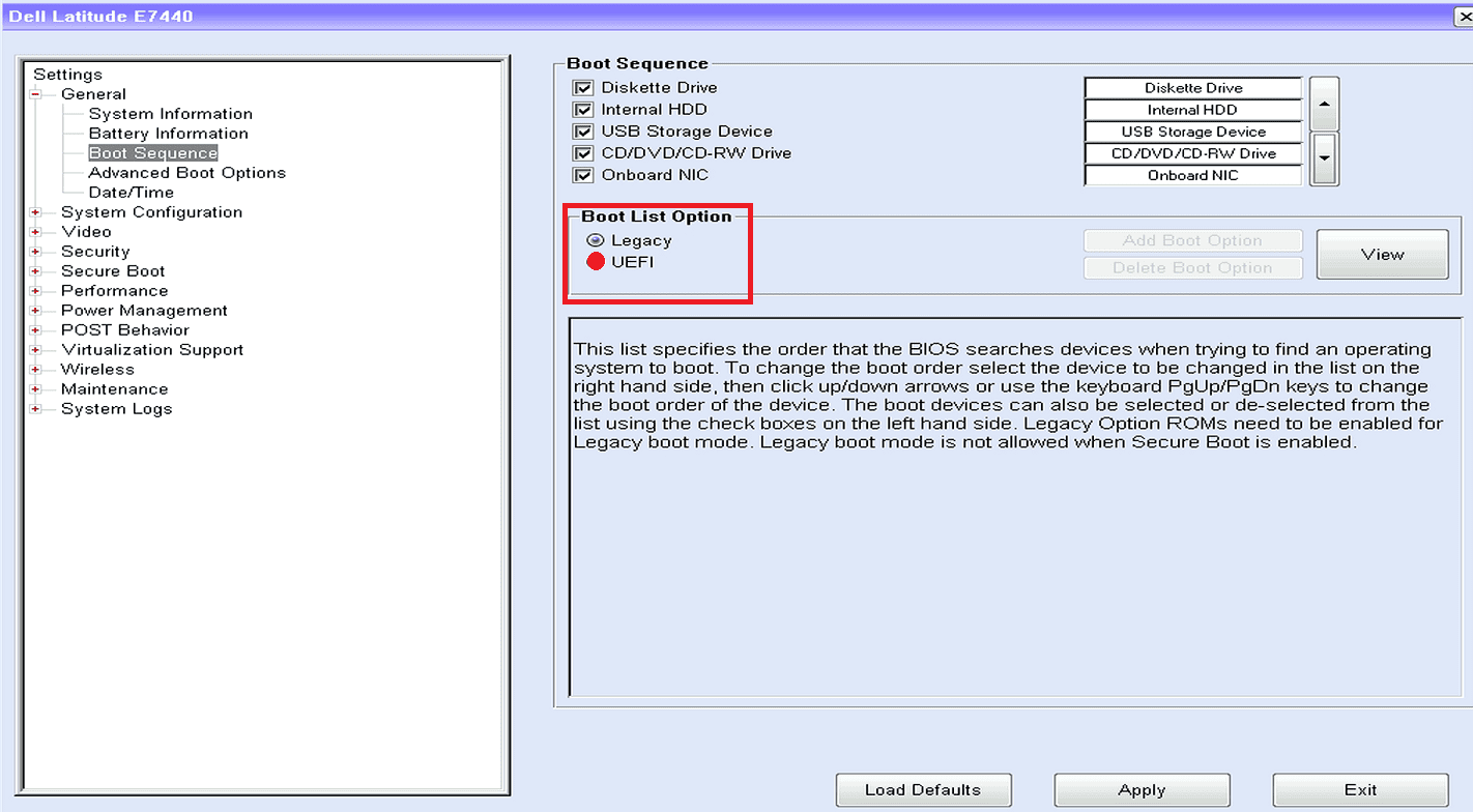 UEFI/BIOS Boot select screen