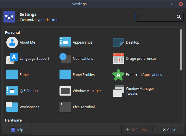 Xfce Settings Manager