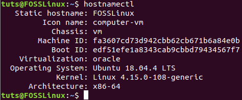 Check Ubuntu Version Using hostnamectl Command