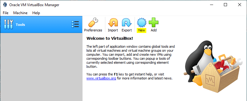 Creating new virtual machine on VirtualBox