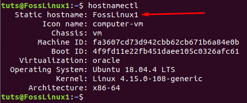 Display Current Hostname Using hostnamectl