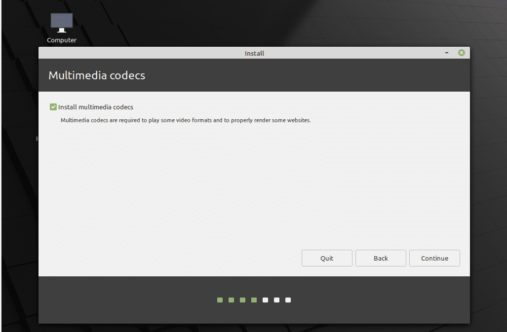 Linux Mint Installation Multimedia codecs