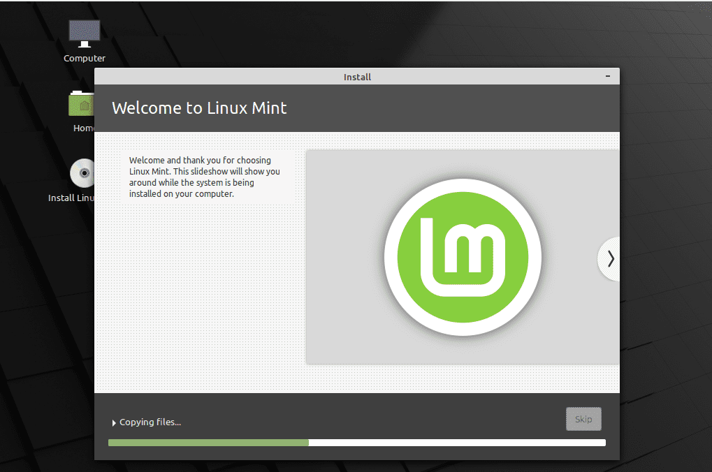 Linux Mint Installation processing