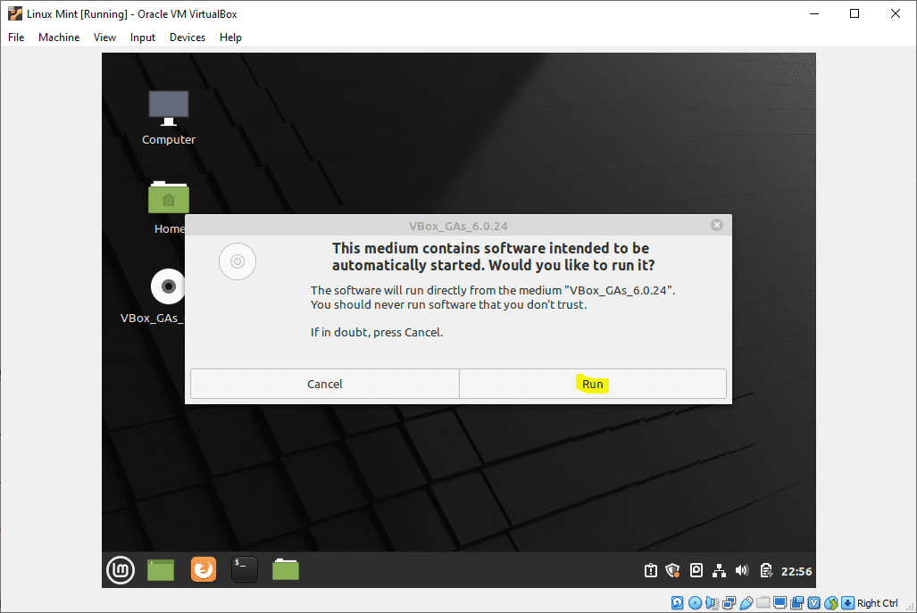 Linux Mint advance features installation setup prompt