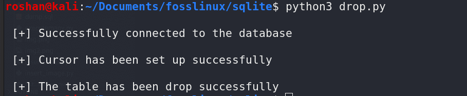 droping a sqlite table using python